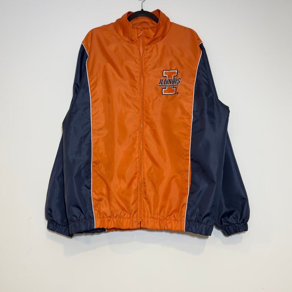 ILLINOIS Fighting Illini Embroidered Windbreaker Full ZIp JacketSize XL